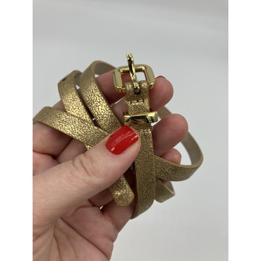 Gold Skinny Belt Sz XS Gold Hardware Classic Neutral Minimalist Career Chic